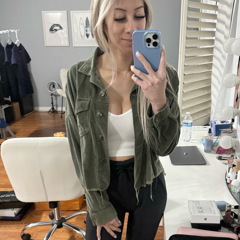 Corduroy Cropped Button Up